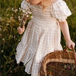 Indie Blue girls karina dress 4T tan gingham